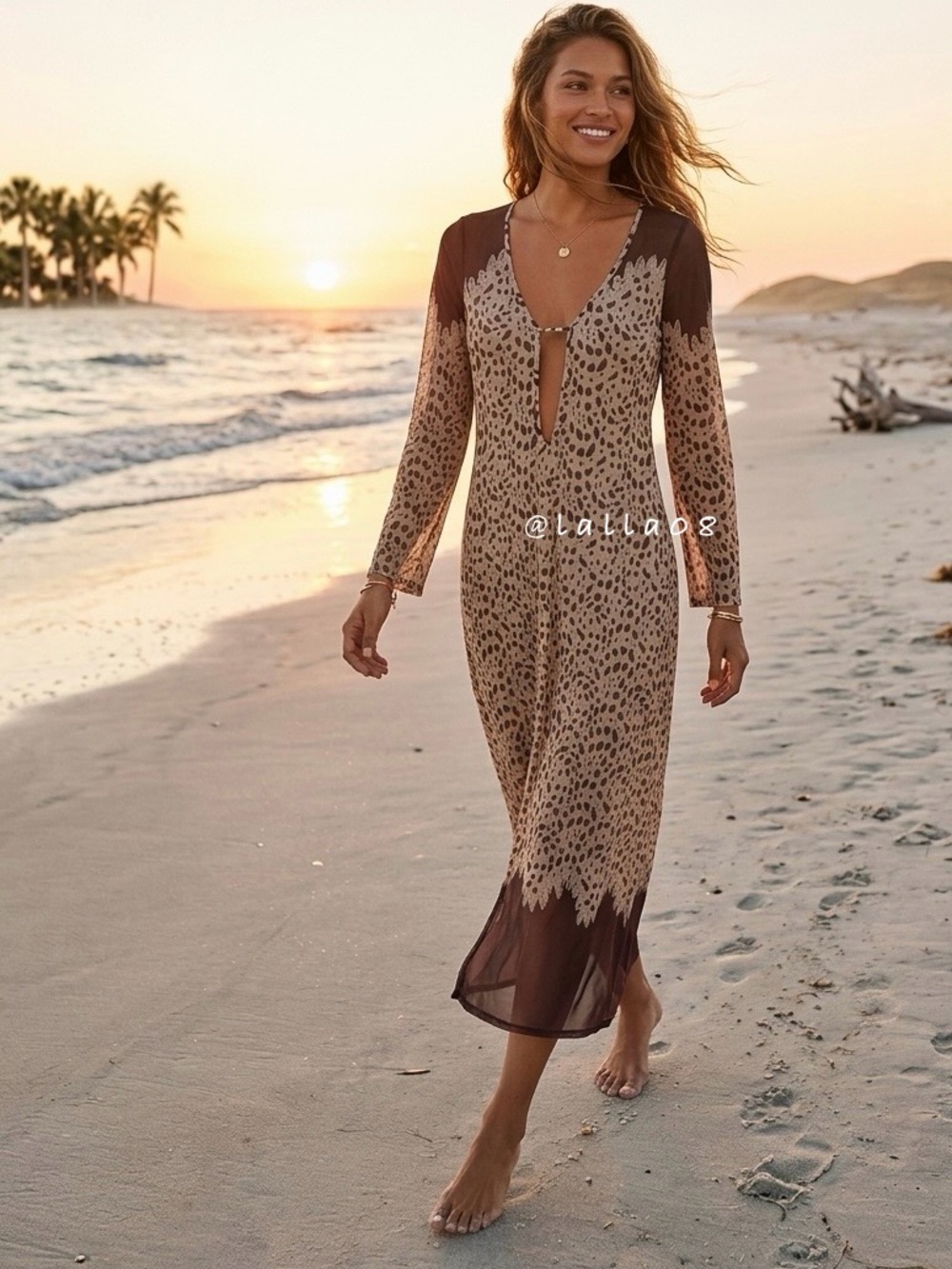 Caroline Constas Lidi Long Cover Up Tunic Beach Swim Cover-up